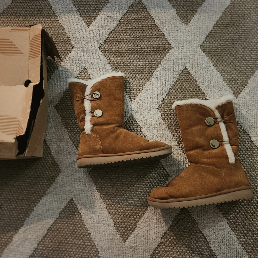 Koolaburra By Ugg Womens 7 Kenslei Tall Brown Booties Suede Shearling
